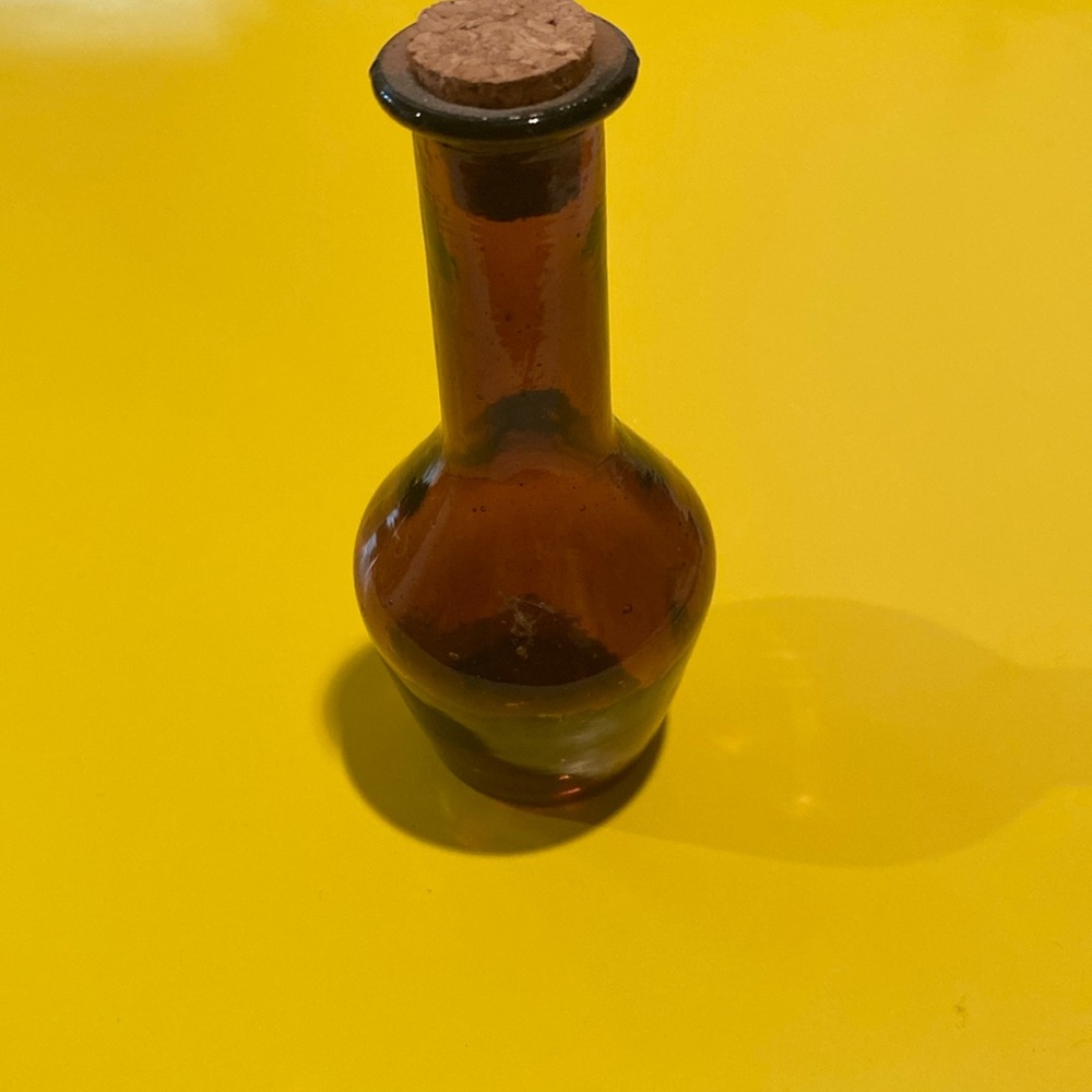 Vintage Mini Brown Corked Bottle